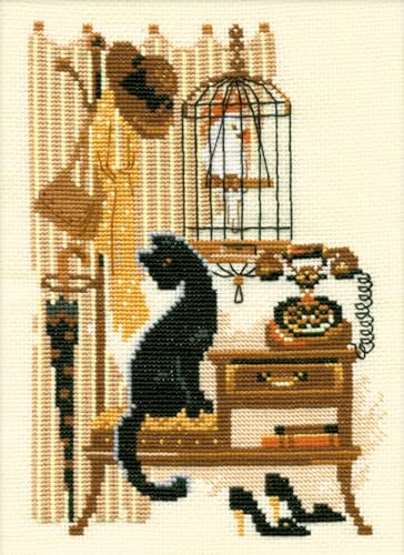 RIOLIS 860 Cat with Telephone Counted Cross Stitch Kit 7 x 9.5 in - style: Cat with Telephone 860