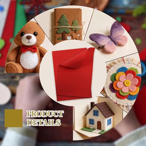 12 Pcs Felt Sheets, 7x11 Inch Stiff Felt for Crafts DIY, Red - color: Red