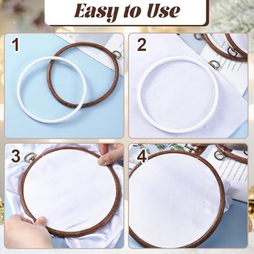 Oqqlin 12 Pcs Round Embroidery Hoop, 6 Inch Imitation Wood Embroidery Hoops Decorative Round Rubber Cross Stitch Hoop Ring for Sewing, DIY Craft, Hanging Decor - size: 6 Inch