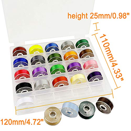 New brothread 25pcs Type L SA155 Prewound Bobbin Thread -Assorted Colors - color: 25pcs 60wt Assorted Colors