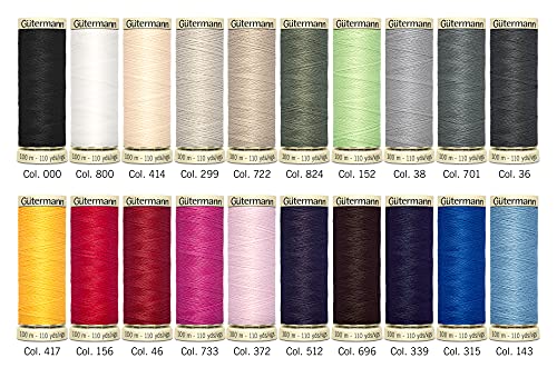 Gutermann Thread Set: Sew-All: 100m: Pack of 20, Assorted - color: Popular Basic, style: 20 x 100m