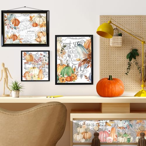 Fall Pumpkin Rub on Transfers for Crafts - Wxiben 6 Sheet Vintage Autumn Leave Rub on Transfers for Furniture Rub on Transfer Decals Stickers for Thanksgiving Harvest Wood DIY Crafts Home Office Decor - style: Fall Pumpkin