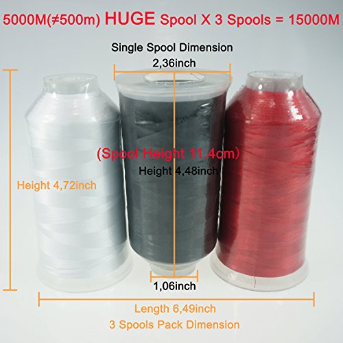 New brothread Huge Spools Embroidery Machine Thread -Basic Colors 1 - color: 3xBASIC COLOR 1