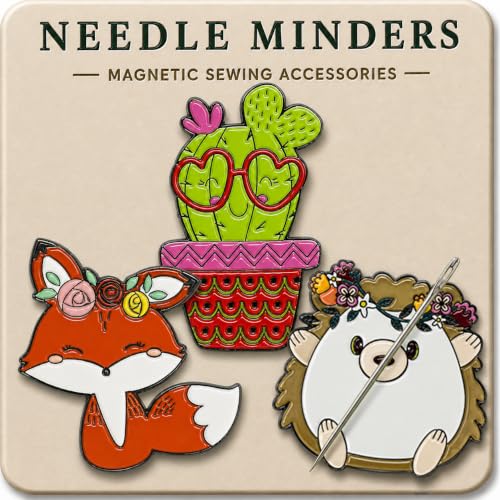 Kraftex Magnetic Needle Minder. Needleminder for Embroidery & Sewing. Cute Needlepoint Accessories. Magnetic Needle Holder for Cross Stitch. Cute Magnet Pin Gift - color: Hedgehog, Fox, Cactus