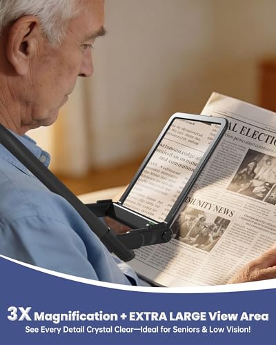 3X Neck Magnifying Glass with Light, Hands Free Magnifier with Light