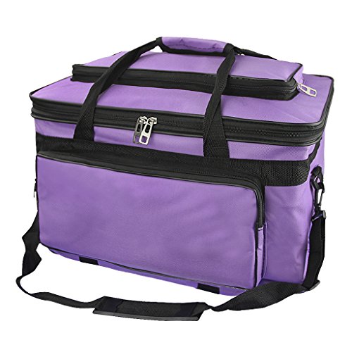 Starsouce Large Capacity Art Supply Organizer Tote Bag – Padded Craft Storage with Adjustable Shoulder Strap, Foldable Travel Caddy for Brushes, Markers, Sketchbook, Watercolor Palette & More - color: Purple
