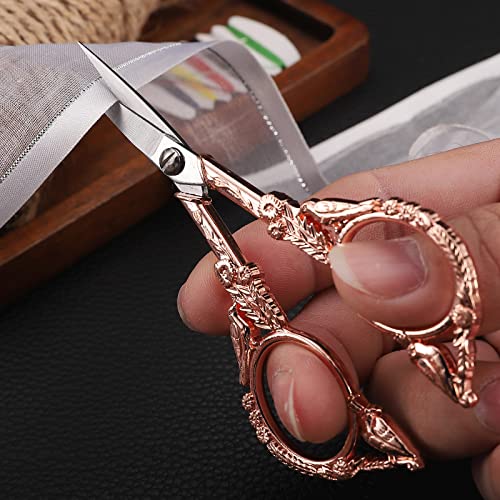 YOUGUOM Sewing Embroidery Scissors, Small Craft Shears with Cover - color: Rose Gold