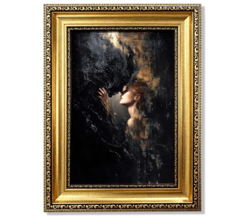 Vintage Gold Framed Gothic Wall Art,Dark Academia Romance Couple Art Print - color: Couple Gold Framed, size: 16"L x 12"W
