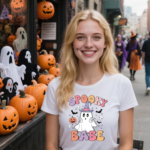 Dtf Transfers Ready to Press - 20 Pcs Halloween Iron on Patches for T-Shirts, Cut Ghost Bat Heat Transfer Designs Vinyl Stickers, Iron on Decals for DIY Clothes Bags - color: Halloween