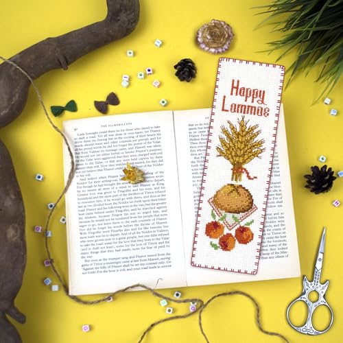 Povitrulya Counted Cross Stitch Kit “Lammas/Lughnasadh“ – DIY Bookmark Embroidery Set for Adults & Beginners, First Harvest Pagan Celtic Rustic Seasonal Autumn Gift - color: Lammas/Lughnasadh