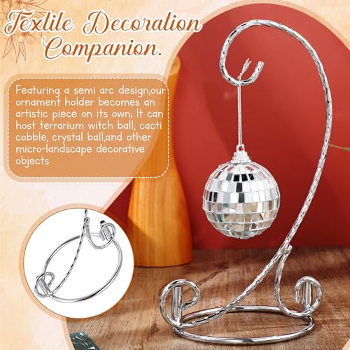 MorningRo 1 Pcs Ornament Display Stand 7.5" Height Ornament Stand Holder Ornaments Hanger Terrarium Bracket Air Plant Holder Hanging Hook for Christmas Home Party Wedding Decoration(Silver) - color: Silver