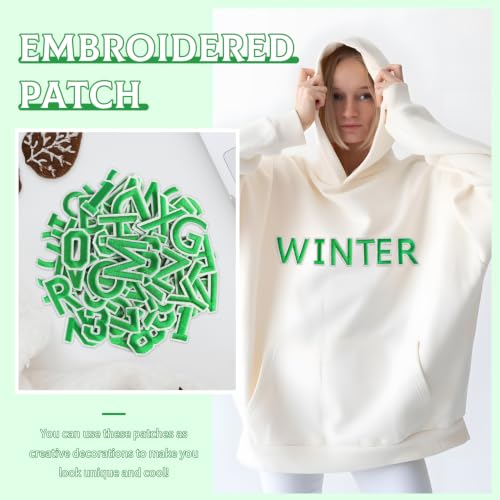72 Pcs Iron On Letters & Numbers Patches for Tote Bags Hats Clothing Green - color: Green, size: Letters & Numbers
