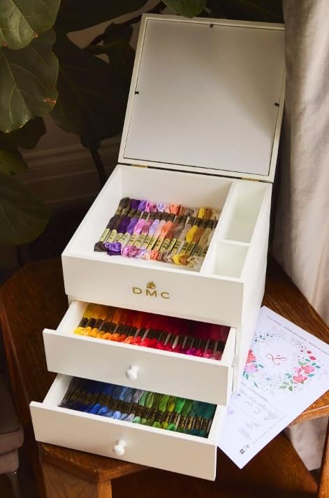 DMC Modular Storage Box Includes 100 Skeins of DMC Six-Strand Embroidery Floss