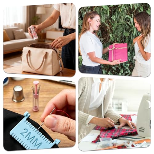 3PCS Sewing Ruler Clip-On Guide, Magnetic Needle Case Sewing Kit Set