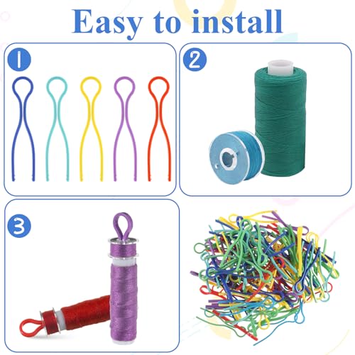 100PCS Bobbin Clips, Bobbin Holder Clips, 5 Colors Thread Spool Clip for Sewing Machine Organizing Embroidery Quilting Accessories