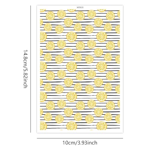 Polymer Clay Transfer Paper, 10 Pcs Lemon Pattern Shape Water Soluble Transfer Sheet for Polymer Clay Earrings Jewelry Making Disposable Stickers DIY Crafts 5.82X3.93 inch - color: Lemon