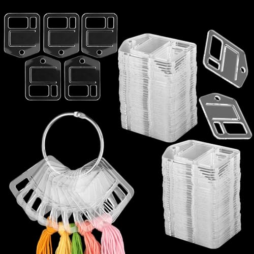 53 Pcs Clear Acrylic Embroidery Floss Drops,Hinged Ring Thread Bobbins for Cross Stitch Sewing,Organizers for Thread Storage DIY Craft Supplies(Style B) - size: Size B