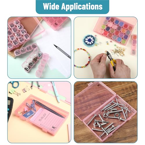 Mr. Pen- Bead Storage Containers, 28 Grids, 2 Pack, Transparent Pink - color: Transparent Pink, size: 2 Pack-56 Pcs(6.8"x4.4"x1")