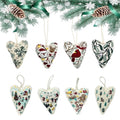DIY Heart Shaped Hand Embroidered Christmas Ornament Kit Complete Craft Set with Pre-Printed Fabric Embroidery Thread Holiday Cross Stitch Decor for Beginners Adults and Home Decor (Finished product)