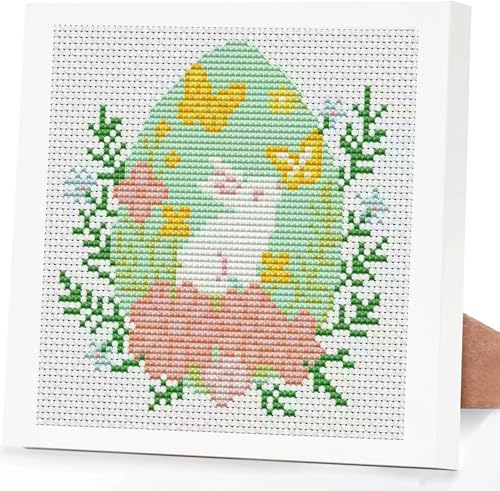 Tiwabb Easter Egg Stamped Cross Stitch Kits for Adults Beginners with Frame - color: Easter Cross Stitch with Frame