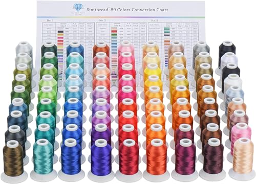 Simthread 80 Colors Embroidery Thread with Clear Plastic Storage Box