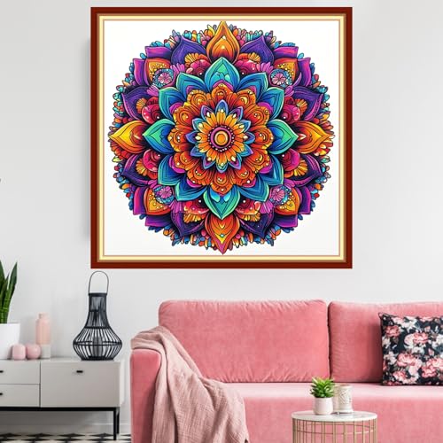 Redxing Stamped Cross Stitch Kits Embroidery kit for Beginners Adults Full Range of Embroidery Patterns Starter Kits DIY Printed Cross Stitch Kits Needlepoint Kits 11CT-Colorful Mandala 18x18 inchs - color: Artskits04
