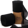 Ribbli Black Chiffon Ribbon 2 Inch x 20 Yard Handmade Fringe Chiffon Silk Ribbon Black Ribbon for Gifts Wrapping, Wedding Invitations, Bridal Bouquets, Flower Arrangement - color: Black, size: 2 inches