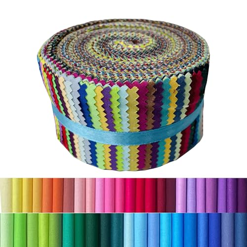 100% Cotton Jelly Roll Fabric Strips for Quilting and Sewing-40 PCS Solid - color: 40 Solid