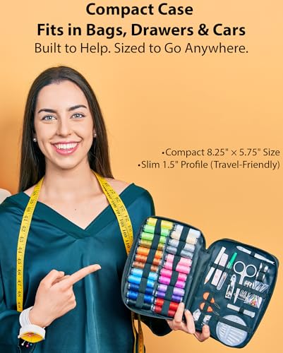 Vellostar Sewing Kit for Adults, 100-Piece Needle and Thread Travel Kit - color: Premium Black