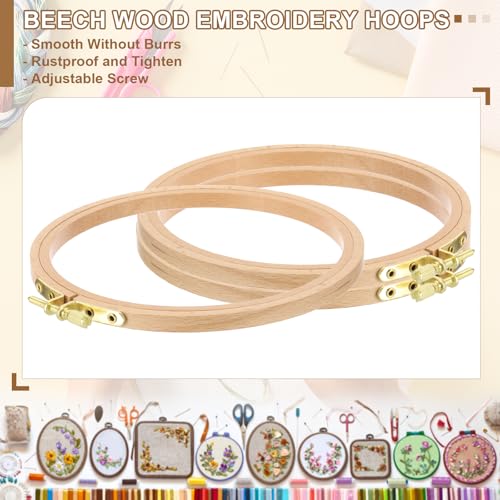 PATIKIL 3 Pieces 4 Inch Beech Wood Embroidery Hoops, Circle Cross Stitch Hoop Frames Embroidery Hoop Ring with Adjustment Brass Screw for Sewing, Needlework, DIY Craft Decoration - size: 4 Inch