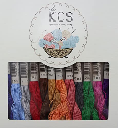 KCS 328 Yards(300 Meters) Mercerized Pearl Cotton Crochet Needlepoint Thread,Size 5, 12 skeins,Mixed Color 17 - color: 12color17, size: 12 skeins