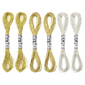PATIKIL 6 Skeins Embroidery Floss, Metallic Embroidery Thread Nylon Threads Bracelets String for Cross-Stitch Hand Embroidery, Gold/Silver/Light Gold - color: Gold/Silver/Light Gold
