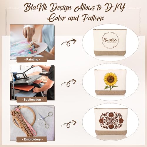 Reginary 10 Pcs Canvas Makeup Bags Bulk Blank Cosmetic Bags,Linen Color - color: Linen Color