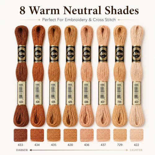 FASHEWELRY 70 Yards Handmade Polyester Embroidery Floss Crewel Cross Stitch Threads 0.5mm 6-Ply Embroidery Thread Bulk for Beginners Adult DIY Sewing Knitting Supplies (Coconut Brown) - color: Coconut Brown, size: 0.5mm
