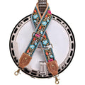Nefelibata Banjo Strap, 2" Wide Double Crazy Horse Leather Jacquard Embroidery Strap Adjustable Replacement,Multi-pattern Strap With Metal Clips - color: Ab#-retro Floral