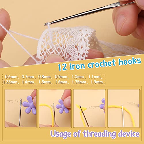 IMZAY 110 Pcs Crochet Hooks Set 0.6–6.5mm Crochet Needles for Yarn - color: Yellow, size: 110 Pcs