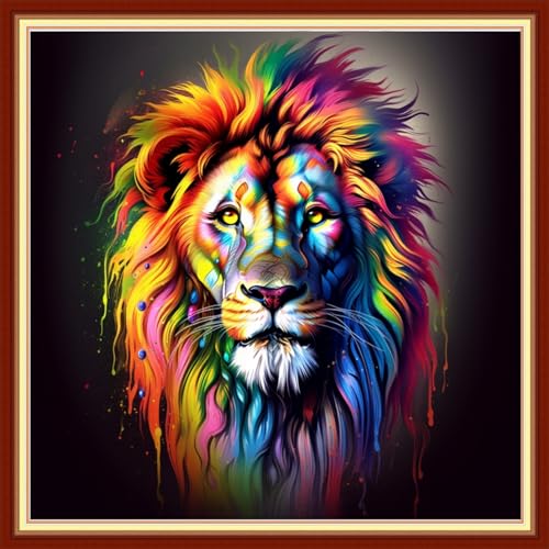 Findvoor Stamped Cross Stitch Kits for Beginners Full Range of Cross Stitching Embroidery Pattern for Adults, 11CT DIY Needlepoint Embroidery Starter Kits-Colorful Lion 17.7x17.7 inch - color: StampedKits 03
