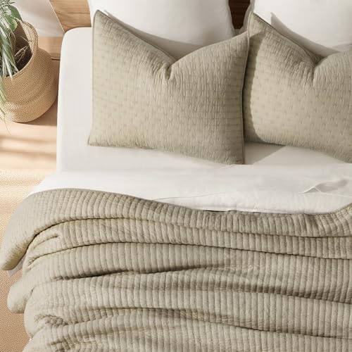 EverGrace 100% Cotton Cross Stitch 3-Piece Quilt Set, King, Driftwood - color: Driftwood, size: King/Cal King (108" X 96")