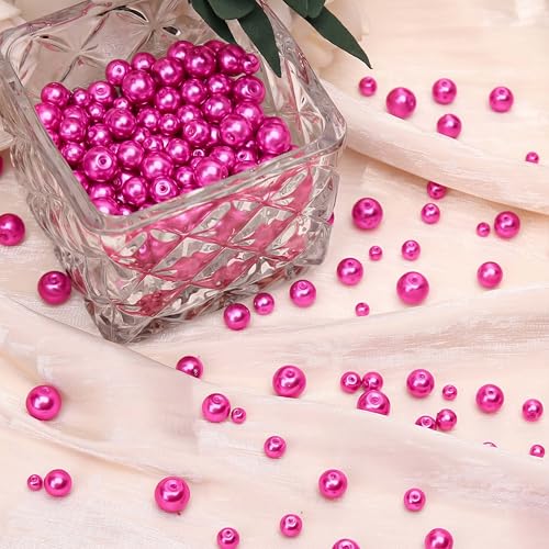400PCs 4mm Rose Glass Pearl Beads Bulk, Round Smooth Hole Fake Pearls for Jewelry Making, DIY Bracelets, Necklaces, Bag Charms, Keychains and Craft Supplies - color: Pearl - Rose, size: 4MM