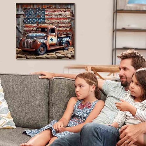 Tiwabb American Truck Flag Stamped Cross Stitch Kits for Adults Beginners - color: Cross Stitch - 7