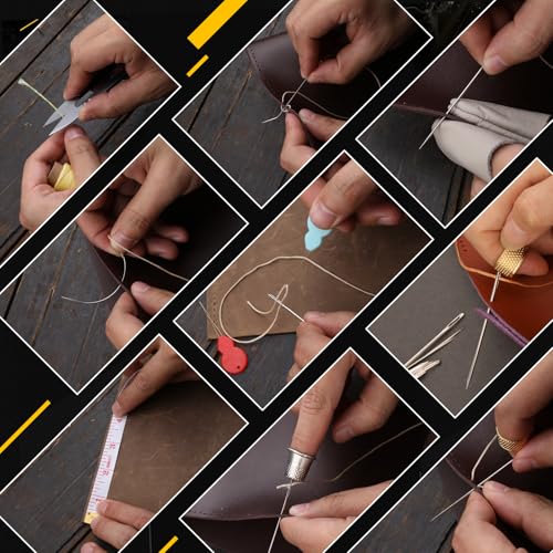 56Pcs Leather Stitching Punch Kit, Sewing Kit 4mm Prong Sewing Hole Punch