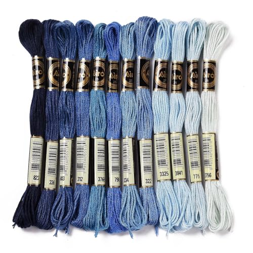 12 Skeins Friendship Bracelet String Embroidery Floss Blue Embroidery Thread for Crafts Cross Stitch Bracelet Yarn - color: Blue