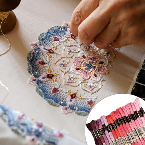18 Skeins 157.5 Yards 6 Strands Pink Purple Bracelet String Threads Gradient Embroidery Floss Friendship Variegated Polyester Cross Stitch Thread Yarn Set for Jewelry Hand Sewing Knitting - color: Hot Pink Purple Color