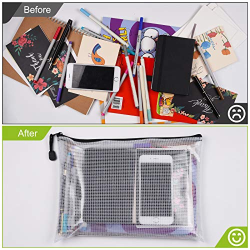 6PCS Mesh Zipper Pouch Bags: B5 Clear Zipper Pouches for Classroom, Black - color: Black, size: B5 (11.26×7.9 inch)