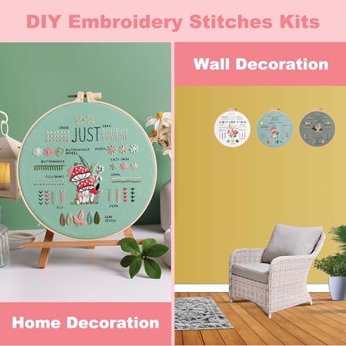 ZVKVJVZ Embroidery Starter Kit for Beginners Floral Stamped Patterns 3 Sets