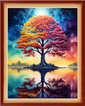 Dimensean Stamped Cross Stitch Kits Full Range of Embroidery Patterns Starter Kits for Beginners Adult DIY Cross Stitches Needlepoint Kits 11CT-Colorful Trees by the Lake 16x20 inch - color: Craftpattern57