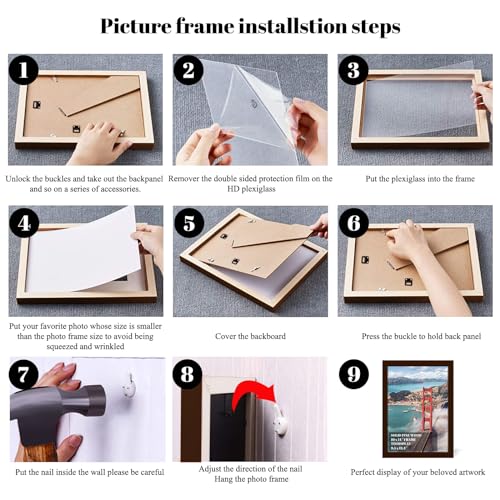 10x14 inch Wood Picture Frames for Wall Hanging,Diamond Painting Frames Rectangle Baby Scan Picture Frame for Family Walls Decoration,Anniversary,Wedding,Christmas,Halloween,Shower,Certificate (Brown) - color: Brown, size: 10x14 inch