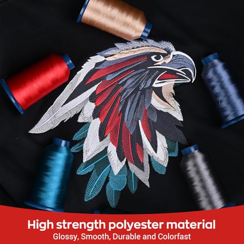 Polyester Embroidery Thread 4000M(4374Y) 40WT Thread for Commercial Multi Needles and Single Needle Embroidery Machine Black 0402 - color: Black 0402