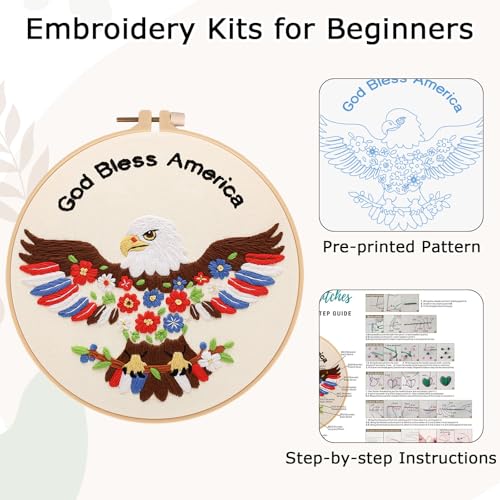 Nuberlic Embroidery Kits for Beginner Adults,God Bless - color: OWL