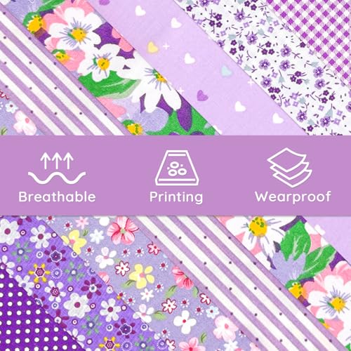 Aubliss 8pcs Fat Quarter Fabric Bundles (100% Cotton - 20'' x 20'') - color: Purple